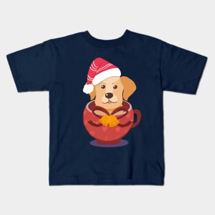 Cute Beagles Puppy In A Cup | Merry Christmas Kids T-Shirt